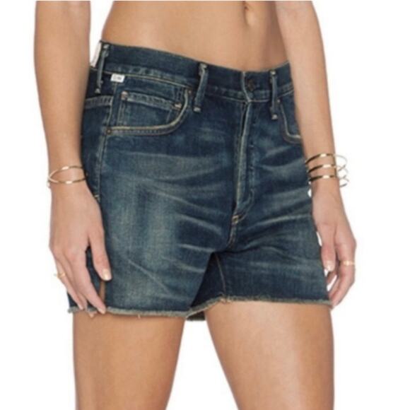 CITIZENS OF HUMANITY Corey Shorts 26 Blue Slouchy Fit Distress Cut Off Selvedge - Picture 14 of 16